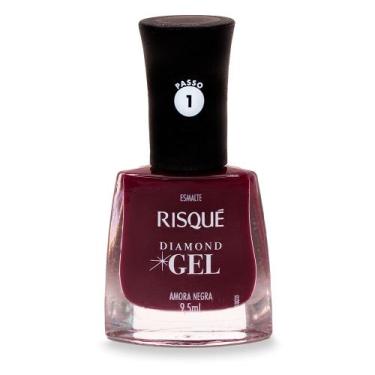 Imagem de Esmalte Risqué Diamond Gel Amora Negra Cremoso 9,5ml, 9,5ML, Amore Neg
