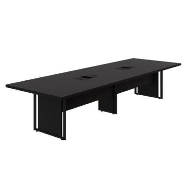 Imagem de Mesa de Reunião 360cm Corporativa 6 Pessoas com Caixa de Tomadas Corpo