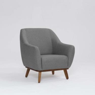 Imagem de Poltrona Tecido Linho Base Madeira Paloma - Domi