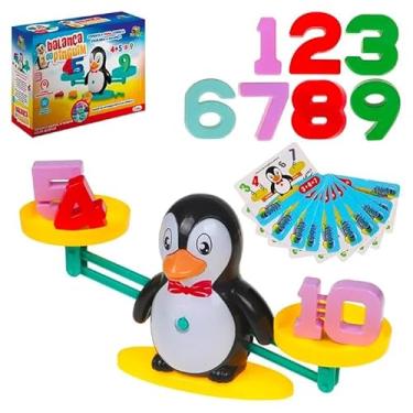 Imagem de Balança do Pinguim, Jogo Educativo de Matemática, Colorido, com Números e Cartas, Estimula Raciocínio Lógico, Recomendado para 3 Anos