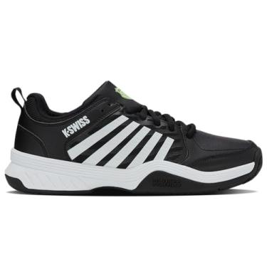 Imagem de K-Swiss Tênis masculino Court Express 2, Preto/Branco/Verde Neon Macio, 46
