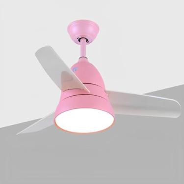 Imagem de Pequeno quarto lustre ventilador de teto com luz cozinha moderno preto embutido ventilador luminária crianças ventilador de teto luz para quarto crianças berçário sala de jantar, rosa azul a