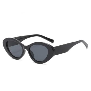 Imagem de Óculos de sol estilo olho de gato oval, masculino, retrô, feminino, vintage, preto e cinza, BH01