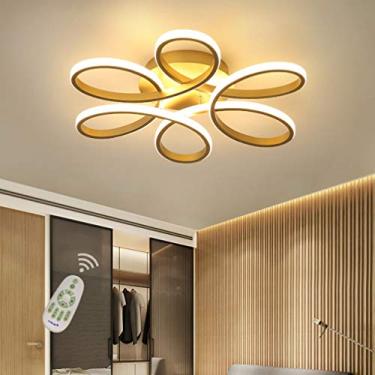 Imagem de Luminária de teto embutida para quarto, sala de estar e jantar, luminária regulável com controle remoto, LED de 68 W, design moderno de flores, abajur acrílico, lustre decorativo para sala d