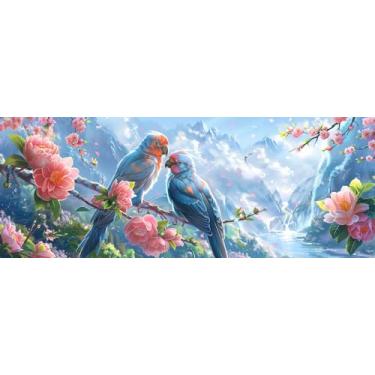 Imagem de VAIIEYO Kits de arte de diamante grande para adultos papagaio, pássaro de arte de diamante, kits de pintura de diamante grande, tela de artesanato de strass redondo para decoração de parede de casa