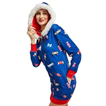 Imagem de haikyuu Fantasia feminina de Natal, vestido de Papai Noel, fantasia de elfo, cosplay com capuz, Cd-azul, M