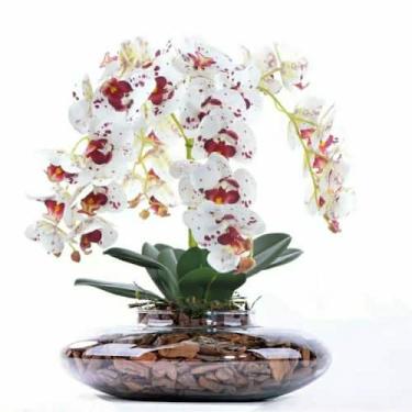 Imagem de Arranjo Orquídeas De Silicone 4 Unidades Para Mesa Com Vaso - ZENT FUT