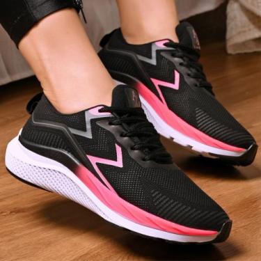 Imagem de Tênis Feminino Para Caminhada Academia Treino - AM Lopes, Preto pink, 