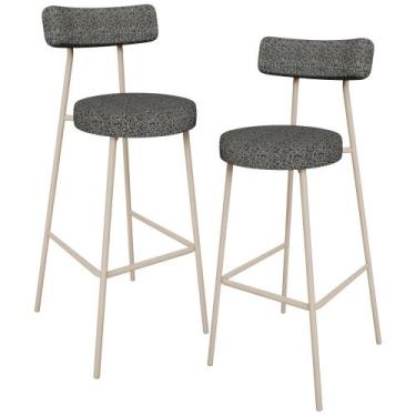 Imagem de Kit 02 Banquetas Alta Bar Cozinha Sala de Jantar Aço Milão Arena L02 L