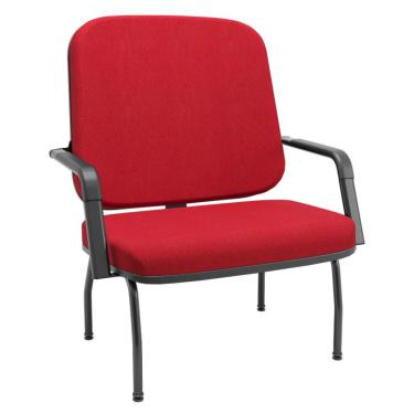 Imagem de Cadeira de Escritório Recepção com Braço Fixa Preta Magno P03 Crepe Vermelho - Lyam Decor