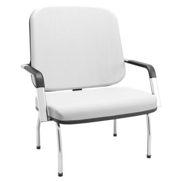 Imagem de Cadeira de Escritório Recepção com Braço Fixa Cromada Magno P03 Vinil Branco - Lyam Decor