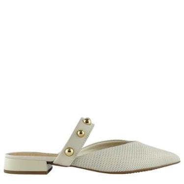 Imagem de Mule Feminino Bottero Bico Fino Tira e Esferas Douradas Off White 354823-Feminino