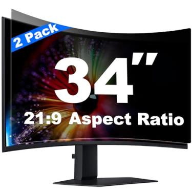 Imagem de Twugs Protetor de tela de privacidade de computador de 34 polegadas [pacote com 2] – Compatível com monitores de mesa widescreen 16:9, antiespião, antirreflexo, anti-luz azul, filtro de proteção HD