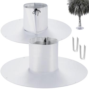 Imagem de DOUBFIVSY 2 peças de protetores de raiz de palmeira, protetores de congelamento de raiz de árvore de pano Oxford com pregos no solo, 3 camadas de proteção contra congelamento de tronco de árvore para