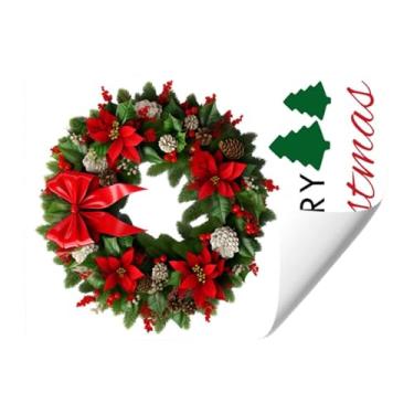 Imagem de MotiveTech Adesivo de parede de guirlanda de Natal DIY, decoração de arte moderna, novidade, papel de parede de PVC, decalque de de Natal para fundo de porta,