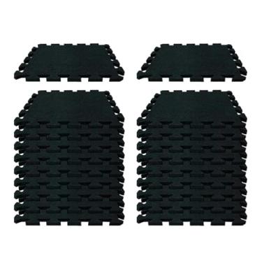 Imagem de oshhni Tapetes de feltro para exercícios de 11,8 x 11,8 pol., 20 peças, acolchoamento antiderrapante, piso de academia com encaixe, Preto