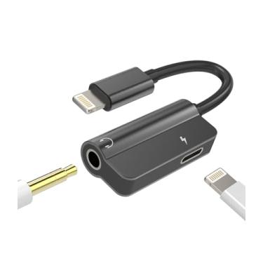 Imagem de Adaptador de conector de fone de ouvido de 3,5 mm (2 em 1) cabo de carregamento Lightning para iPhone 14 promax divisor de áudio auxiliar de carro para certificação Apple MFI conector adaptador de