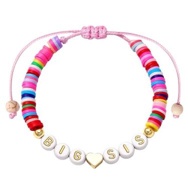 Imagem de Poxtex Pulseira de irmã mais velha para crianças, filha, sobrinha, Big Sis, roupas combinando, presente de irmã para adolescentes, joias de anúncio para meninas, berloque, presentes de aniversário,