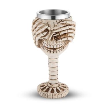 Imagem de AsAlways Caneca de cerveja gótica viking com caveira de aço inoxidável novidade vinho café copo bebendo festa de Halloween acessório presente 250ml/241.0 g