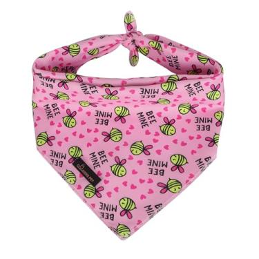 Imagem de ARING PET Bandana Bee Dog, Bandana Amarela Primavera Rosa Abelhas Pet Lenço Triângulo Babadores para Filhotes Pequeno, Médio, Grande, Menino, Menina, Gatos-P