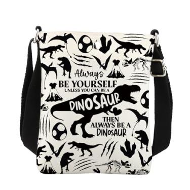 Imagem de Bolsa transversal de dinossauro presentes para amantes de dinossauros Always Be Yourself Unless You Can Be A Dinosaur Cross Body Purse, Branco