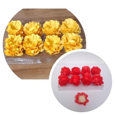 Imagem de Forminhas para Doces, 80 Peças Decorativas em Formato de Flor para Festas, Casamentos e Aniversários (Amarela e Vermelha)