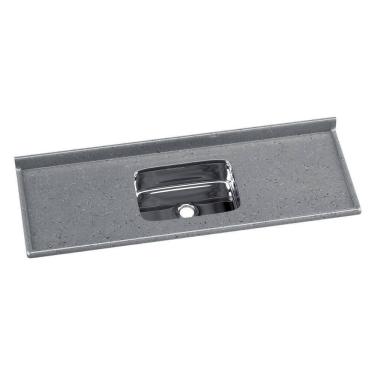 Imagem de Pia De Cozinha Mármore Sintético 150x55cm Com Cuba Aço Inox Multimóveis CR20474 Cinza