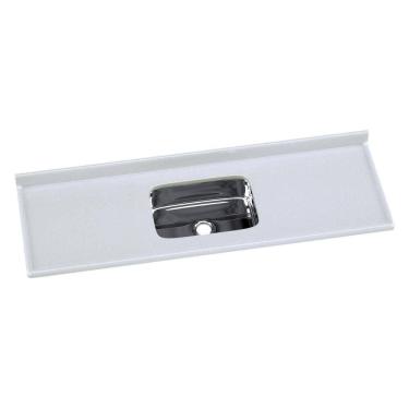 Imagem de Pia De Cozinha Mármore Sintético 160x55cm Com Cuba Aço Inox Multimóveis CR20475 Off White