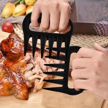 Imagem de Ferramenta trituradora de garras de carne para carne de porco desfiada, peito de frango, peru, churrasco, pacote com 2 garras ergonômicas, 11,4 x 12 cm (preta)