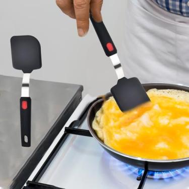 Imagem de 1 espátula de panqueca de silicone resistente ao calor, ampla para panelas antiaderentes