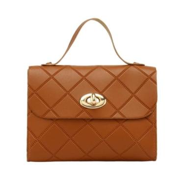 Imagem de Bolsa feminina branca de ombro portátil bolsa transversal de grande capacidade com alça de ombro, Marrom