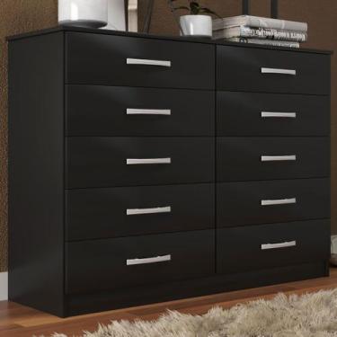 Imagem de Cômoda 10 Gavetas Austin Preto - Evidência Móveis - Evidencia Móveis, 