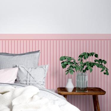 Imagem de Papel Meia Parede Ripado Decorativo – Revestimento Adesivo Estilo Madeira Ripada (Rosa)