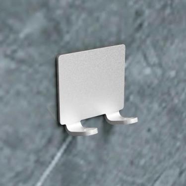 Imagem de 2 peças ganchos de parede removíveis ganchos de toalha para banheiros, adesivo para chapéus, chaves, roupas, utensílios de cozinha, itens essenciais de banheiro prata