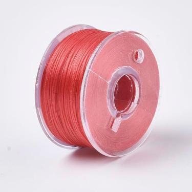 Imagem de 50 jardas/rolo 0,1 mm cordão de contas de nylon vermelho chinês nó corda amizade cordão para artesanato DIY Kumihimo pulseiras macramê fabricação suprimentos