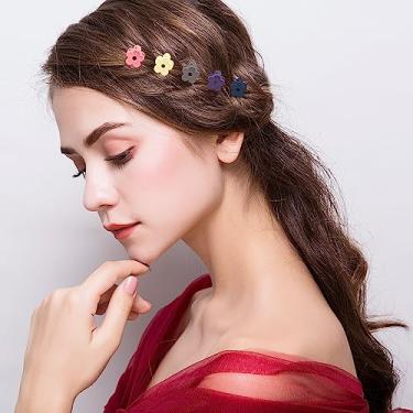 Imagem de 20 peças de grampos de cabelo curtos com flores e garras retangulares com caixa