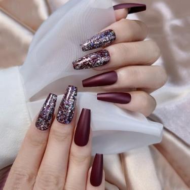 Imagem de Unhas de pressão – unhas postiças de gel macio de caixão com cola, kit de unhas de gel reutilizáveis 24 peças para mulheres, 12 tamanhos