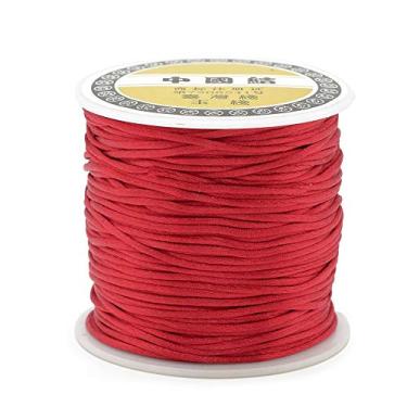 Imagem de 1 rolo de fio de nylon de 1 mm, cordão de cetim de rabo de rato, material para fazer você mesmo, cordão de nylon para colar, pulseira, joias, artesanato feito à mão, 70 m)/rolo (vermelho)