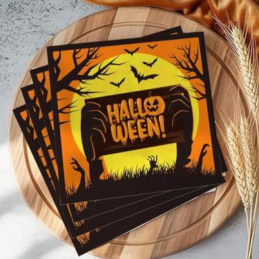 Imagem de Guardanapos descartáveis de jantar de Halloween - 20 peças macias e absorventes, papel de qualidade premium 33 x 33 para festas, recepções de casamento, festas, jantares ou eventos de bufê e uso