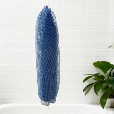 Imagem de Esponjas de banho de rede longa, esponja de rede esfoliante africana, esponja de rede africana com nós, adequada para uso diário, azul