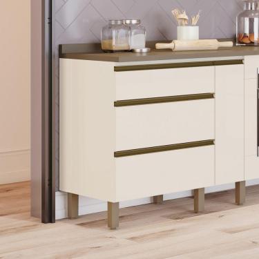 Imagem de Balcão De Cozinha 60 Cm 3 Gavetas Connect Henn Off White