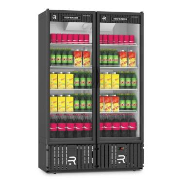 Imagem de Expositor Vertical Resfriados Refrimate 800 Litros 2 Portas Preto e Branco 220V VCM2P