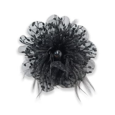 Imagem de Broche de pérola imitação de flor de organza delicada broche de tecido elegante broche de lapela floral para mulheres festa de casamento banquete vestido terno roupas acessórios moda joias 120 mm