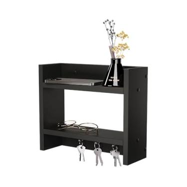 Imagem de Suporte Porta Chaves Organizador Decorativo de Parede Madeira Preto