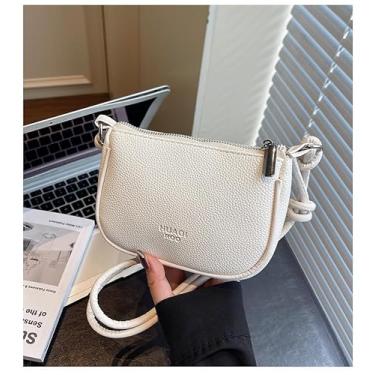 Imagem de Bolsa tiracolo estilo coreano de cor sólida – Bolsa quadrada de ombro leve simples de grande capacidade, Bege, Medium, Mochila casual