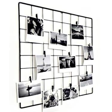 Imagem de Memory Board, Quadro de Memórias, Tela Aramada, Mural De Fotos + Pregadores e Fixador C/Adesivo (30X30,PRETO)