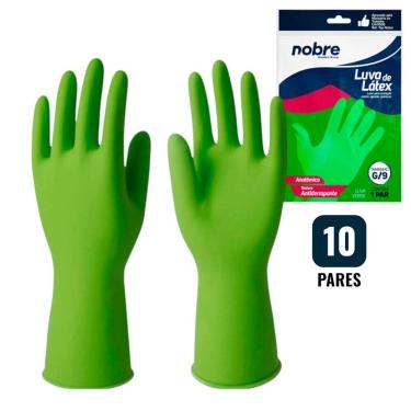 Imagem de Luvas Nobre De Látex Verde - 10 Pares Resistentes Para Agentes Químicos E Segurança Industrial