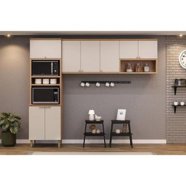 Imagem de Kit De Cozinha Completa 3 Peças Selene (2aéreos+1torrequente) Cp13 Jequitiba-off White Fosco - Linea Brasil