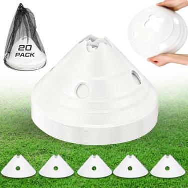 Imagem de ShinyRelief Cones de disco jumbo jumbo com bolsa de malha grande agilidade para treinamento de futebol adulto esportes (branco, 20 peças)