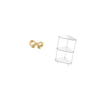 Imagem de Fenteer Puxador de Latão em Formato de Laço para Gavetas de Cozinha, Armários E Cômodas, com Mesa Lateral de Canto Moderna E Prateleira de 3 Níveis Fácil de L